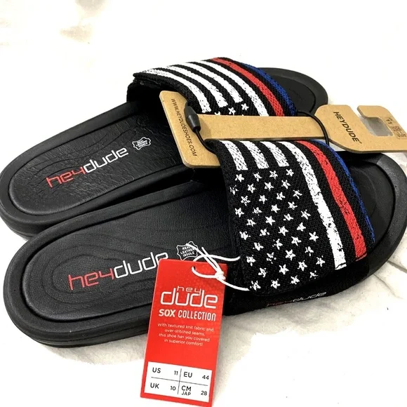 Hey Dude Shoes Phoenix Sox Unite Flag Adjustable Sandals Size 8 Black/Red/Blue Hey Dude | Shoes | New Hey Dude Flag Patriotic Slide Sandals  main image 2